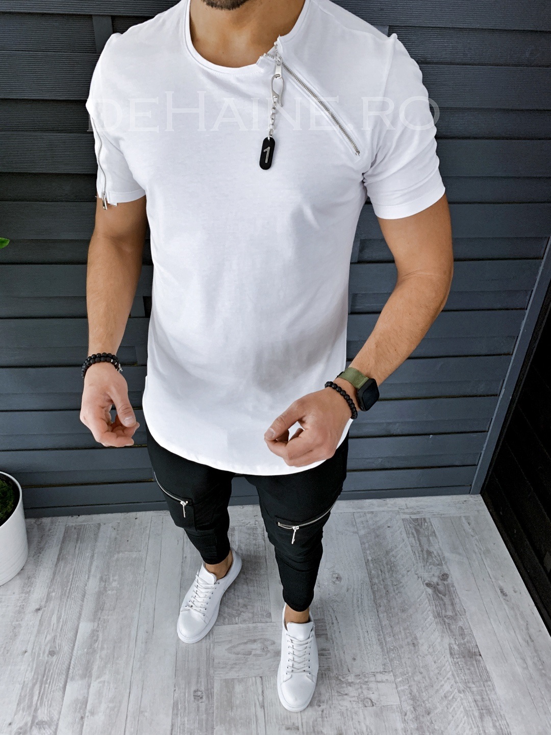 Tricou barbati alb slim fit zr y024 p13-1